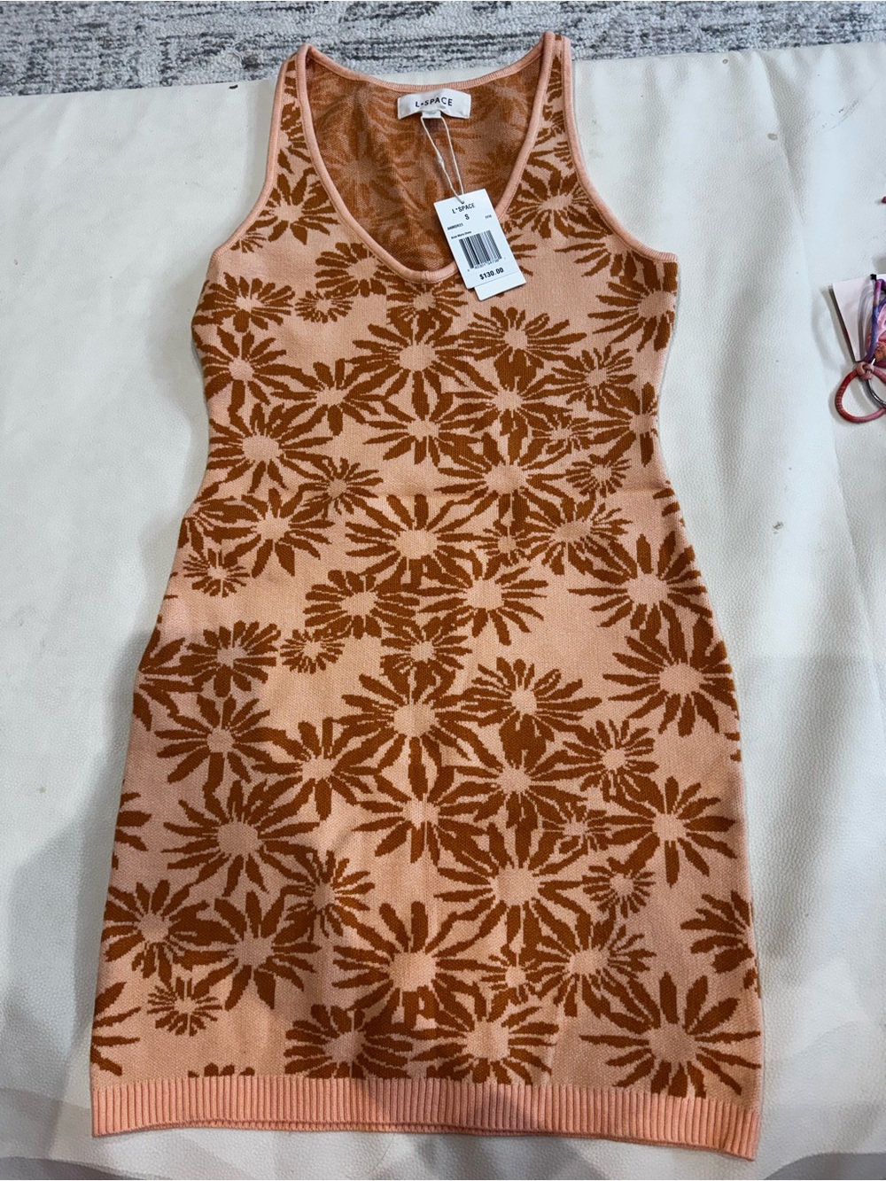 L*Space Floral Knit Dress in Peach/Brown